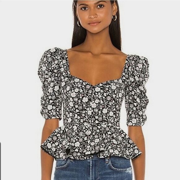 Amanda Uprichard Natasha Top in Leola Floral Size Large - Picture 1 of 9